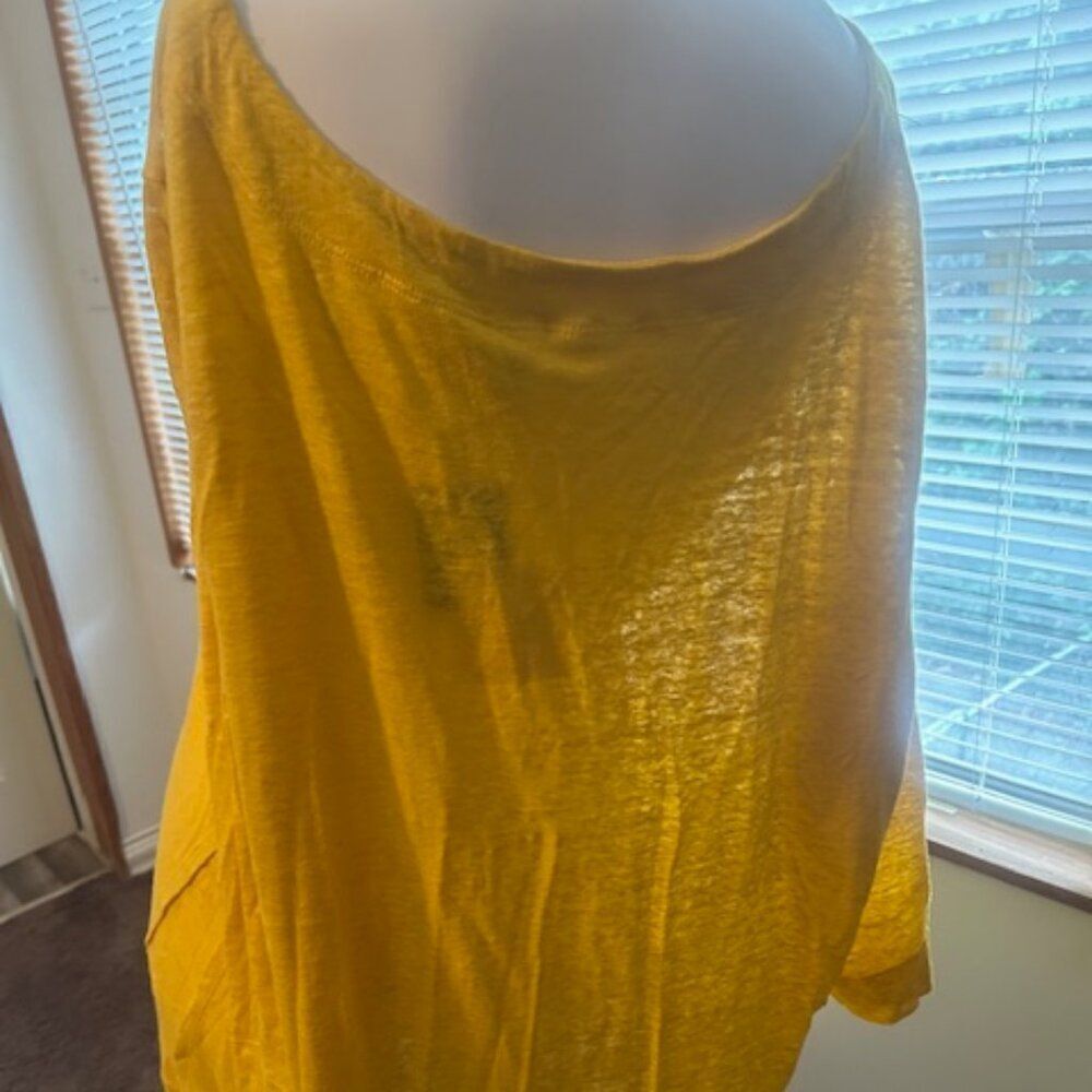 Sigrid Olsen Yellow/Gold Linen tunic, size 3X - Picture 3 of 5